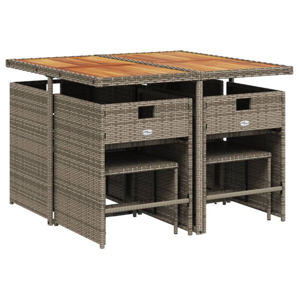 vidaXL 9-cz. zestaw mebli ogrodowych z poduszkami, szary, rattan PE