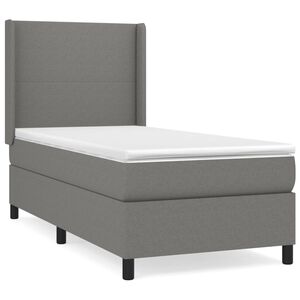 vidaXL Ł&oacute;żko kontynentalne z materacem, ciemnoszara tkanina 80x200 cm