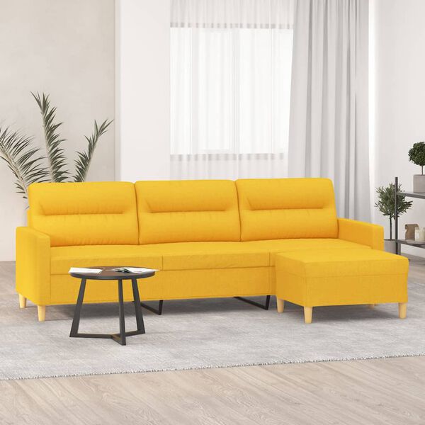 vidaXL Sofa 3-osobowa, jasnoż&oacute;łta, 210 cm, tapicerowana tkaniną