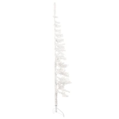 vidaXL Smukła choinka połówka ze stojakiem, sztuczna, biała, 120 cm