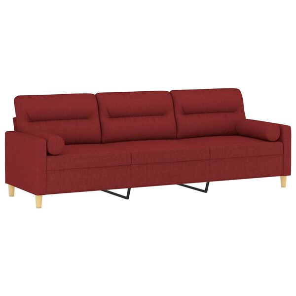 vidaXL 3-osobowa sofa wypoczynkowa z poduszkami, bordowa, 210 cm
