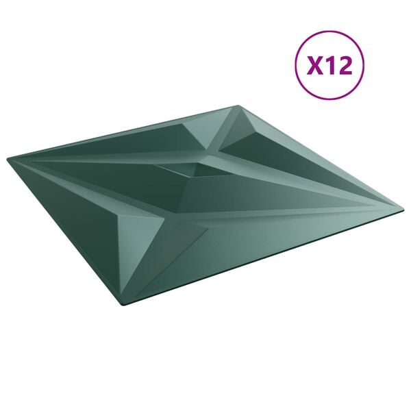 vidaXL Panele ścienne 12 pcs Zielona gwiazda 50 x 50 cm Pianka XPS