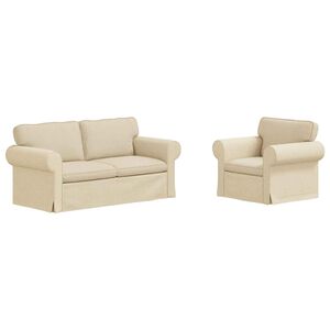 vidaXL Sofa 2 pcs Kremowy 175 x 82 x 80 cm tkanina