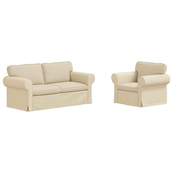 vidaXL Sofa 2 pcs Kremowy 175 x 82 x 80 cm tkanina