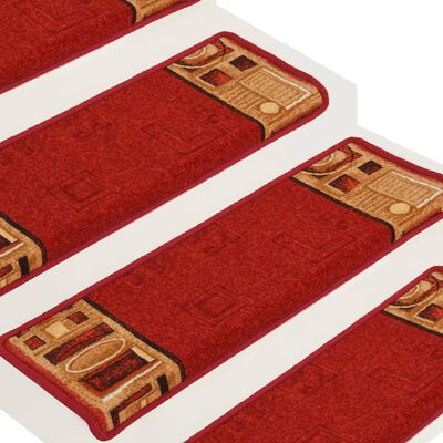 vidaXL Samoprzylepne nakładki na schody, 15 szt., 65x21x4 cm, czerwone
