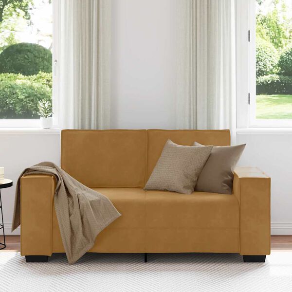 vidaXL Sofa 2-osobowa, brązowy, 160x78x84 cm, tapicerowana aksamitem