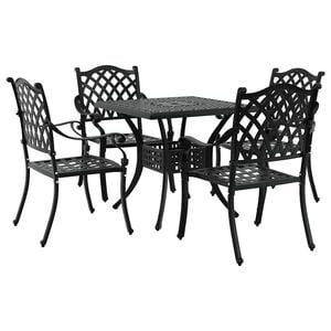 vidaXL Zestaw stoł&oacute;w ogrodowych 5 pcs Czarny Aluminium odlewane
