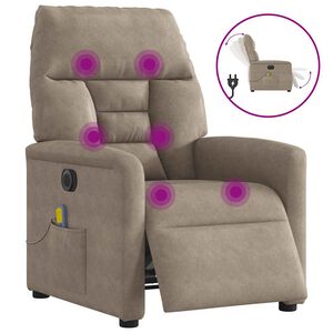 vidaXL Rozkładany fotel elektryczny, masujący, kolor taupe, mikrofibra