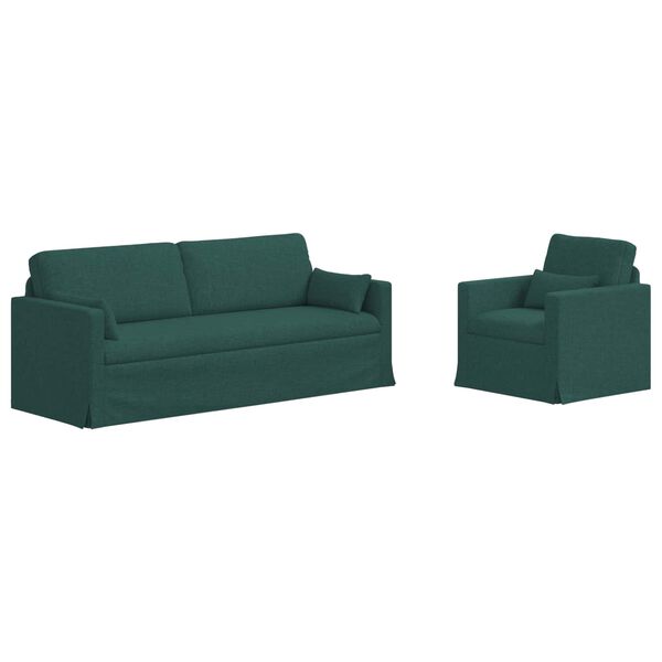 vidaXL Sofa 2 pcs Ciemna zieleń