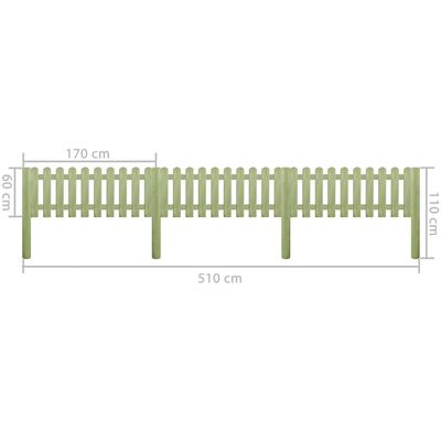 vidaXL Panel ogrodzeniowy, impregnowana sosna, 5,1 m, 110 cm 6/9 cm