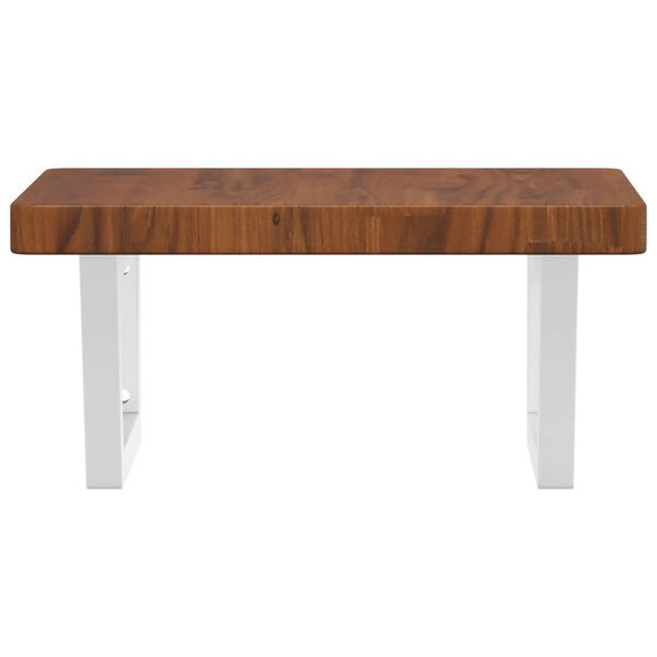 vidaXL P&oacute;łka ścienna pod umywalkę, stal i lite drewno dębowe