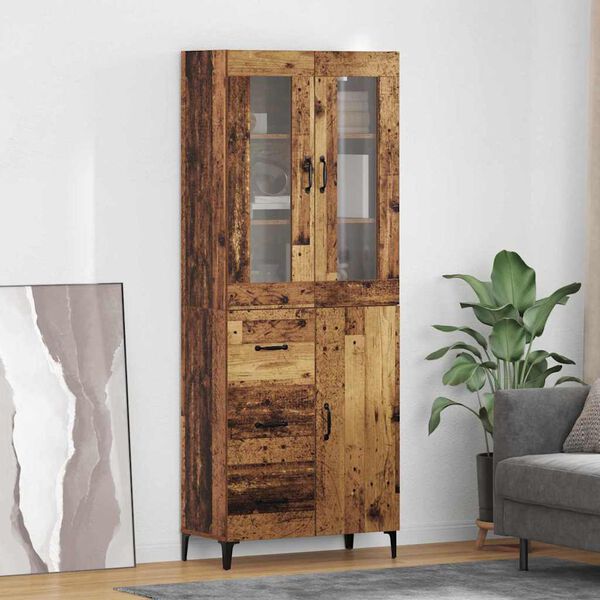 vidaXL Highboard Montowane na ścianie Stare drewno 69,5 x 34 x 180 cm