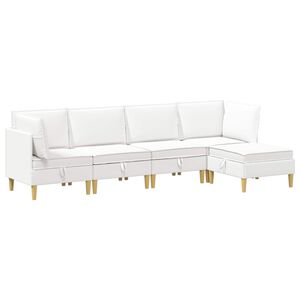 vidaXL Modularny Zestaw Sofy z Przechowalnią 5 pcs Biały tkanina