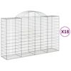 vidaXL Kosze gabionowe, 18 szt, 200x50x120/140cm, galwanizowane żelazo