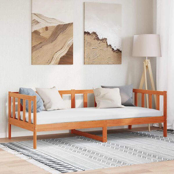 vidaXL Ramka ł&oacute;żka Woskowy Brąz 90 x 190 cm Lite drewno sosnowe