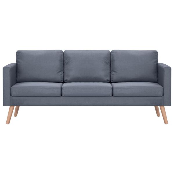 vidaXL Sofa 3-osobowa, materiałowa, ciemnoszara