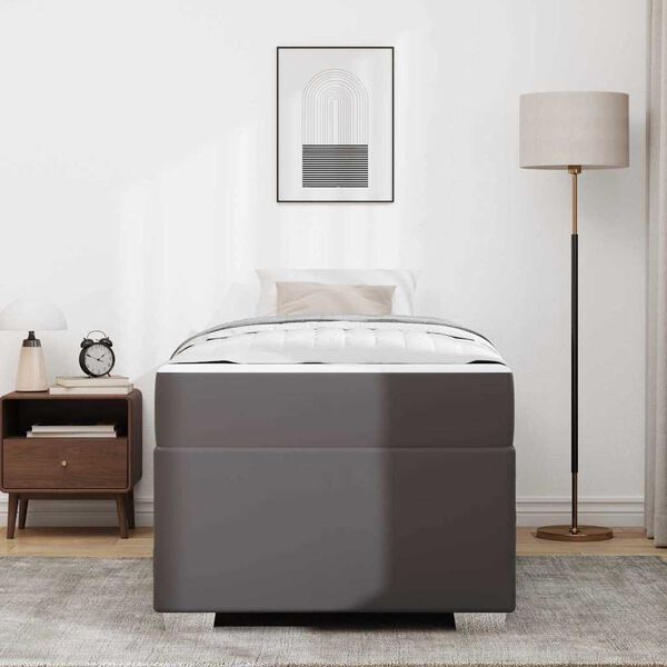 vidaXL Ramka ł&oacute;żka z materacem Szary 90 x 190 cm tkanina