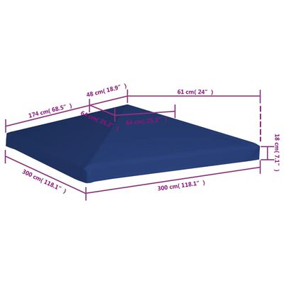 vidaXL Zadaszenie altany ogrodowej, 310 g/m², 3 x 3 m, niebieskie