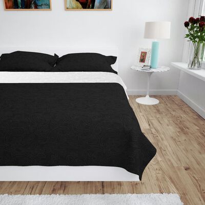 vidaXL Dwustronna, pikowana narzuta na łóżko, 170x210 cm, czarno-biała