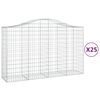 vidaXL Kosze gabionowe, 25 szt, 200x50x120/140cm, galwanizowane żelazo