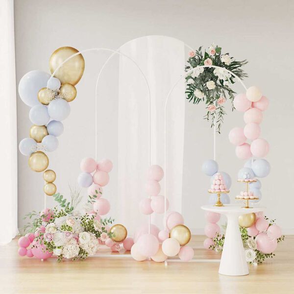 vidaXL Łuk Ślubny 3 pcs Biały Stal