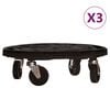 vidaXL Podstawki pod donicę, z k&oacute;łkami, 3 szt., 40 cm, czarne, 275 kg