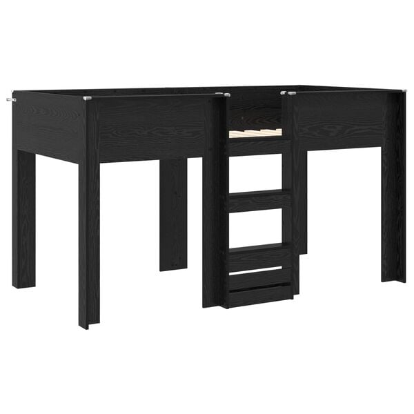 vidaXL Ł&oacute;żko piętrowe dla dzieci z materacem Czarny Dąb 100 x 200 cm