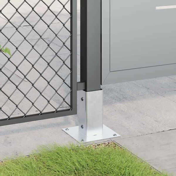 vidaXL Podstawy słupków kwadratowe 12 szt. Srebrne Stal ocynkowana