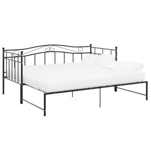 vidaXL Sofa z wysuwaną ramą ł&oacute;żka, czarna, metalowa, 90x200 cm