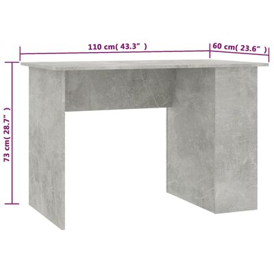 vidaXL Biurko, szarość betonu, 110x60x73 cm, płyta wiórowa