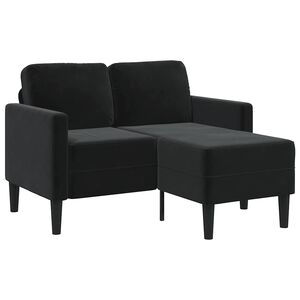 vidaXL Sofa 2-osobowa z szezlongiem w kształcie litery L, czarna, 125 cm, aksamitna
