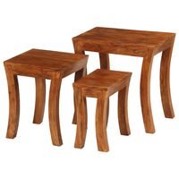 vidaXL 3 stoliki wsuwane pod siebie, drewno akacjowe 50x35x50 cm, brąz