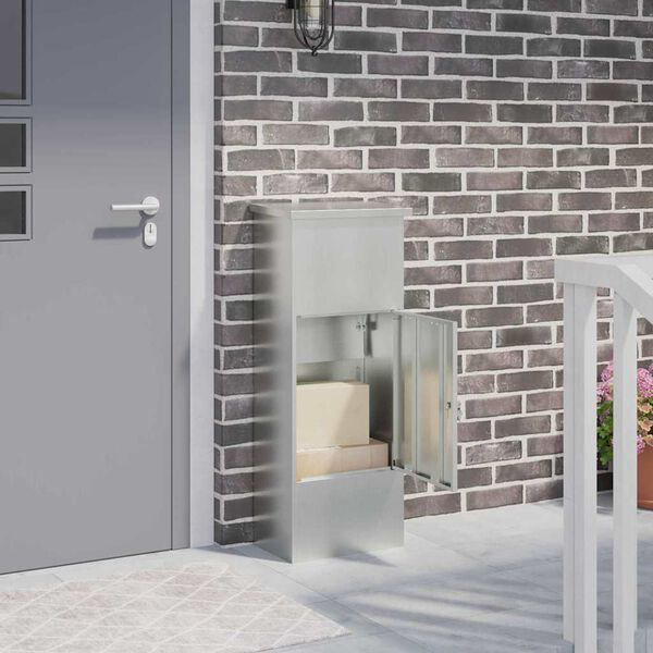 vidaXL Skrzynka na przesyłki z drzwiami Czarny 44,5 x 29 x 110,5 cm