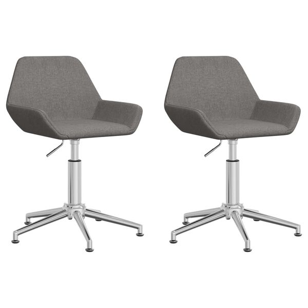 vidaXL Obrotowe krzesła stołowe, 2 szt., ciemnoszare, obite tkaniną