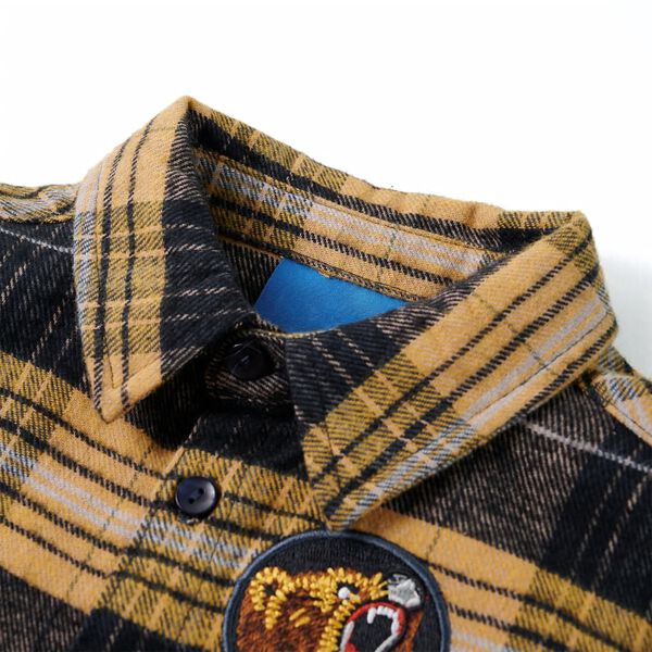 Dziecięca koszula w kratę, ż&oacute;łto-czarna, 128