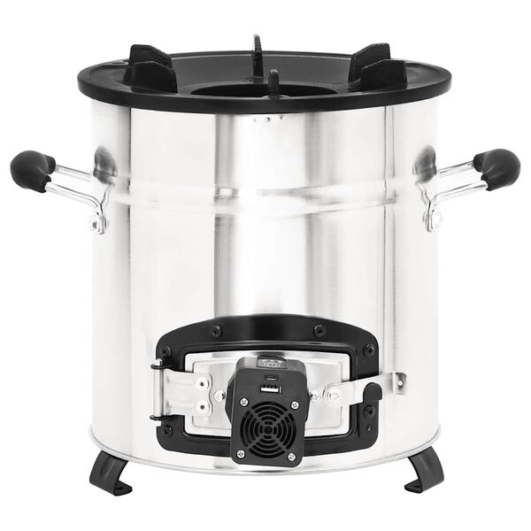 vidaXL Kuchenka na drewno, z wentylatorem USB, stal, 35,5x26x28 cm