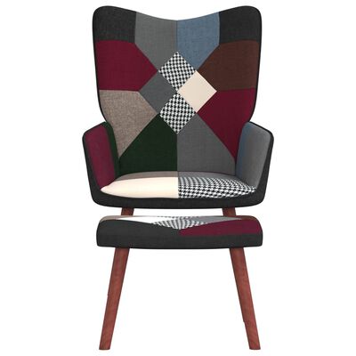 vidaXL Fotel z podnóżkiem, patchworkowy, obity tkaniną