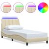 vidaXL Rama ł&oacute;żka bez materaca Hanko Kremowa 90x200 cm Tkanina