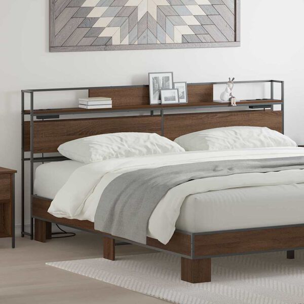 vidaXL Zagł&oacute;wek do przechowywania z p&oacute;łką Brązowy dąb 180 cm