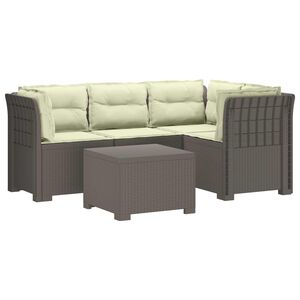 vidaXL Sofa ogrodowa dla 4 os&oacute;b z poduszkami w stylu rattanowym PP