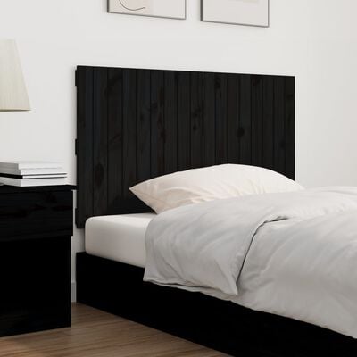 vidaXL Wezgłowie łóżka, czarne, 108x3x60 cm, lite drewno sosnowe