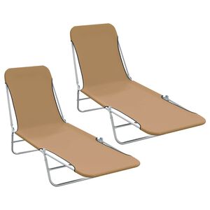 vidaXL Składane leżaki, 2 szt., stal i tkanina, taupe
