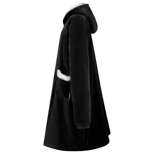 vidaXL Bluza-koc Czarny m Fleece i Flanela