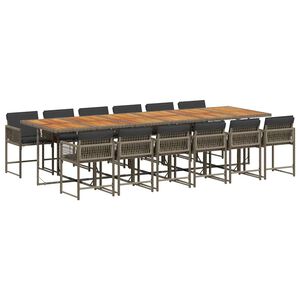 vidaXL 13-cz. zestaw mebli ogrodowych z poduszkami, szary rattan PE