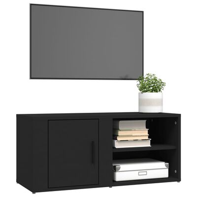 vidaXL Szafka pod TV, czarna, 80x31,5x36 cm, materiał drewnopochodny