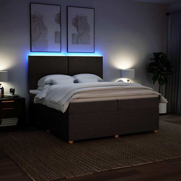 vidaXL Ł&oacute;żko kontynentalne z materacem, brązowe, tkanina, 200x200 cm