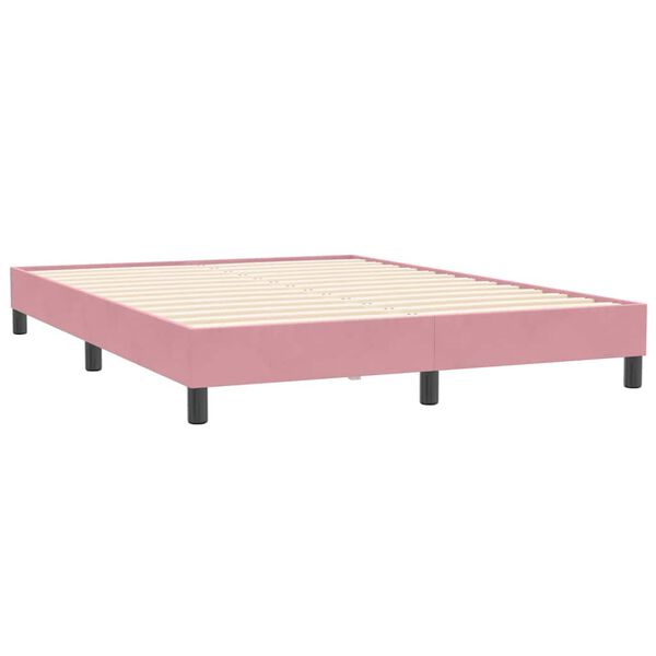 vidaXL Łóżko Box Spring bez materaca Różowe 140x210 cm Aksamit