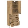 vidaXL Highboard 2 pcs Dąb rzemieślniczy Drewno inżynieryjne i szkło