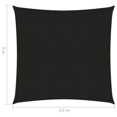 vidaXL Żagiel przeciwsłoneczny, 160 g/m², czarny, 2,5x3 m, HDPE
