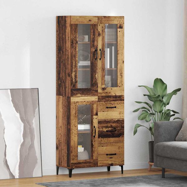 vidaXL Highboard Montowane na ścianie Stare drewno 69,5 x 34 x 180 cm